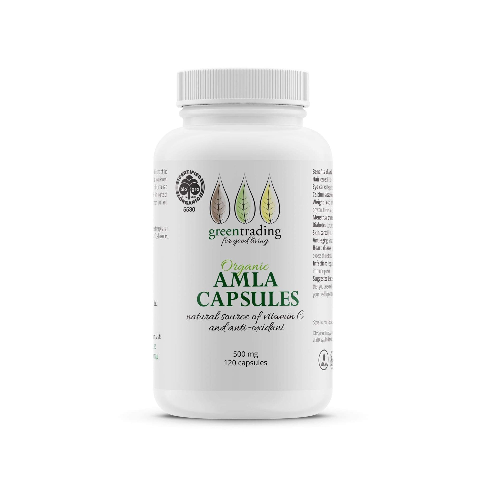 Organic Amla Capsules 500mg - greentradingaustralia