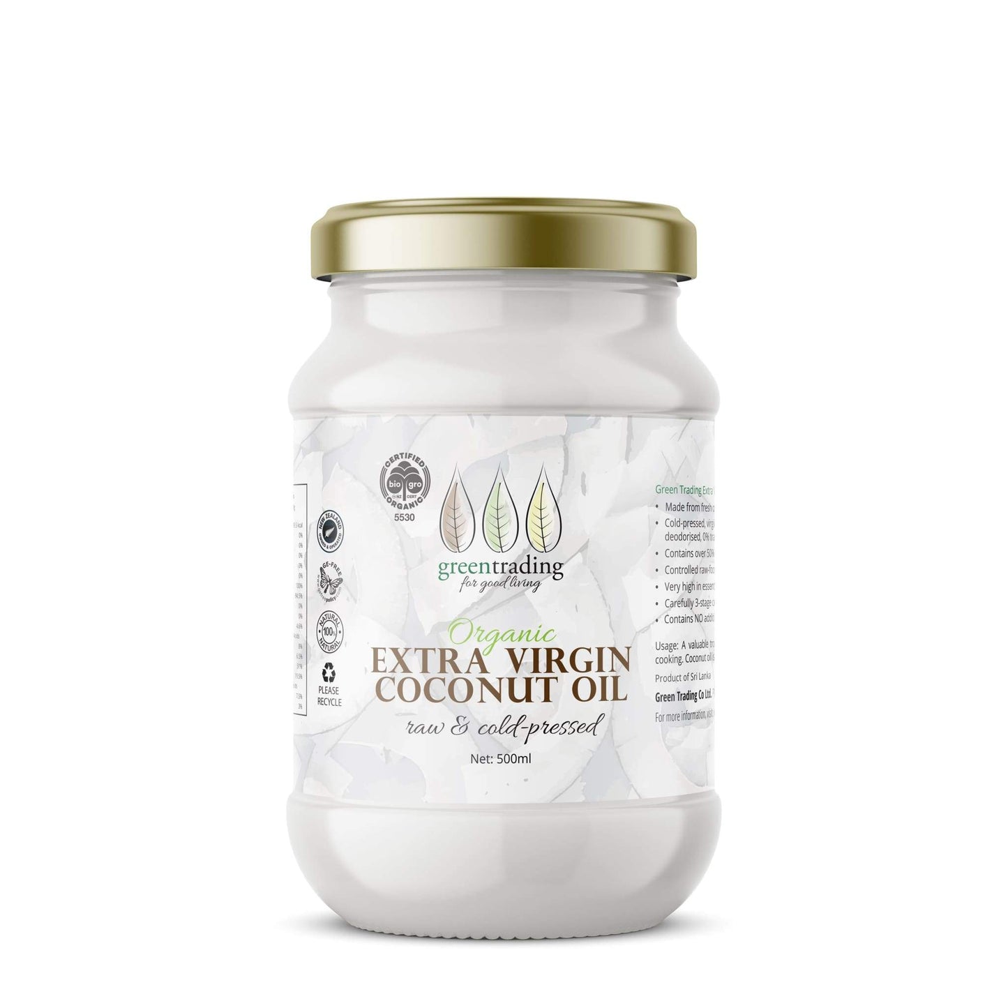 Organic Virgin Coconut Oil 500ml - greentradingaustralia